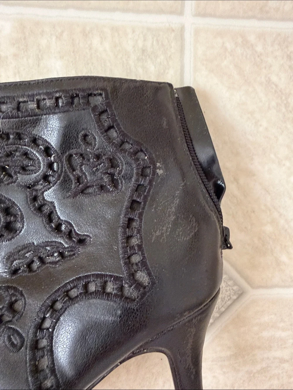 Black Textured Booties